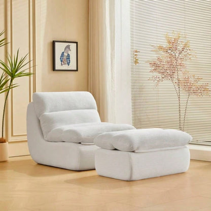 Modern Compressed Lounge Chair with Ottoman, Cozy Corduroy Recliner Small Spaces, Living Room, or Bedroom