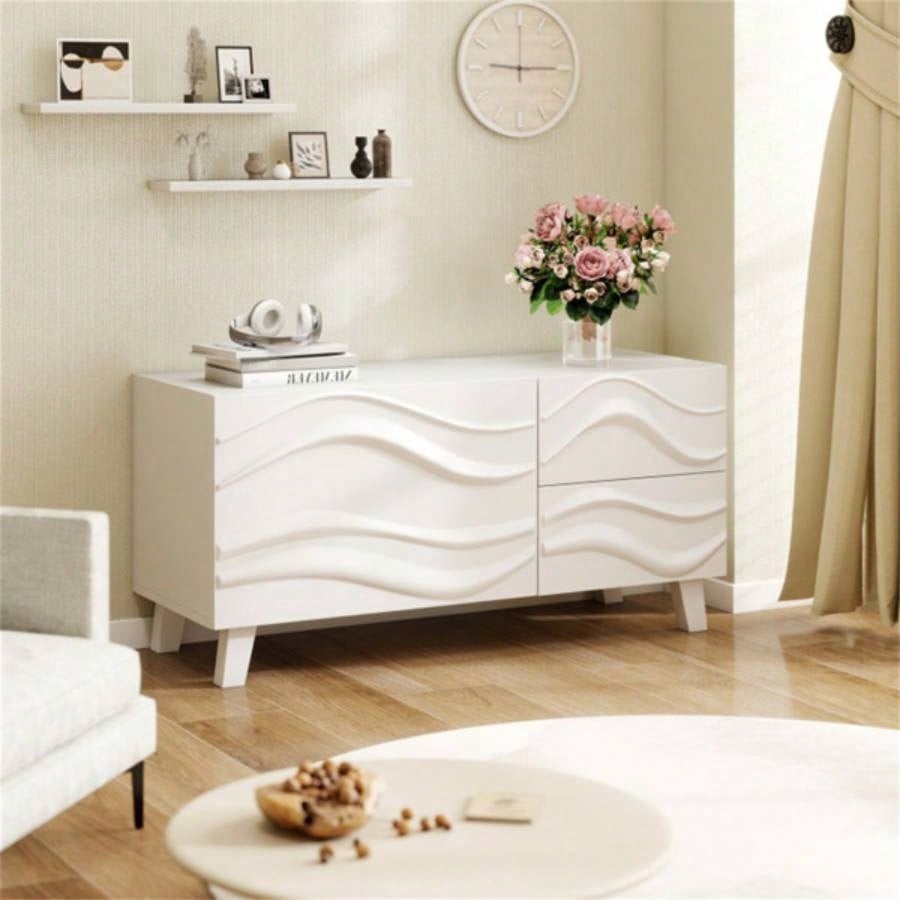 38x 14 white stylish TV cabinet with drawers