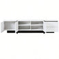 VIDEO provided White Black Contemporary Rectangle Design TV Stand, Unique Style TV Console Table TVs Up to 8039; 39; Modern TV Cabinet with High Gloss Surface Living Room.