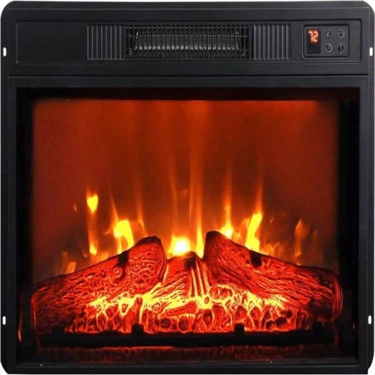 23 Fireplace, 3DInfrared Black Fireplace Insert Heater, with IR Remote Control, Glass View, Adjustable Realistic Logs Flames, Indoor, 1400W