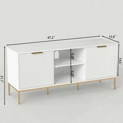 Modern TV Stand with Wave - Design Doors, Open Shelf Adjustable Shelf - Stylish and Functional Your Living Room