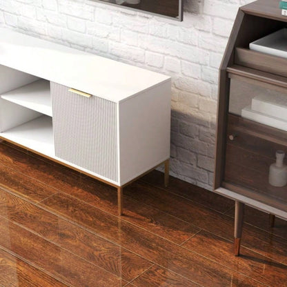 Modern TV Stand with Wave - Design Doors, Open Shelf Adjustable Shelf - Stylish and Functional Your Living Room