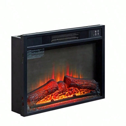 23 Fireplace, 3DInfrared Black Fireplace Insert Heater, with IR Remote Control, Glass View, Adjustable Realistic Logs Flames, Indoor, 1400W