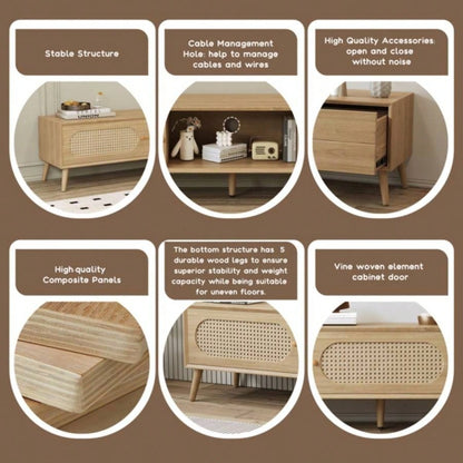 Boho TV Stand TVs up to 8039; 39; Modern Farmhouse Media Console, Entertainment Center with Solid Wood, TV Cabinet Living Room, Home Theatre