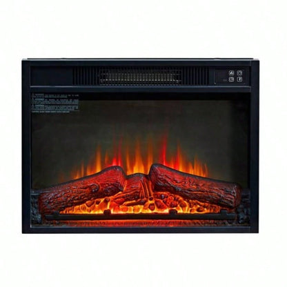 23 Fireplace, 3DInfrared Black Fireplace Insert Heater, with IR Remote Control, Glass View, Adjustable Realistic Logs Flames, Indoor, 1400W