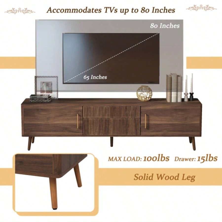 Mid TV Stand with 2 Drawers, Media Console Table TVs up to 8039; 39; Entertainment Center with Storage Living room, Bedroom, Home Theatre