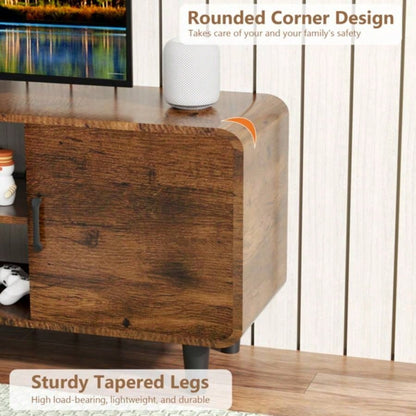 TV Stand 55 Inch TV, Entertainment Center with Storage Cabinets, Soft Hinge Door with Handle, Media Console Table Living Room Bedroom, Rustic BrownUnable to ship on weekends, please note that