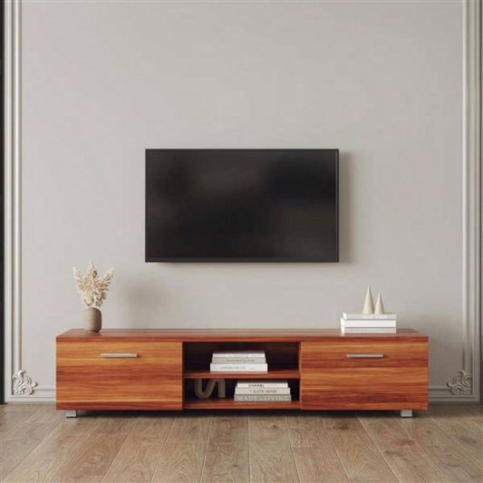 Walnut TV Stand 70 Inch TV Stands, Media Console Entertainment Center Television Table, 2 Storage Cabinet with Open Shelves Living Room Bedroom