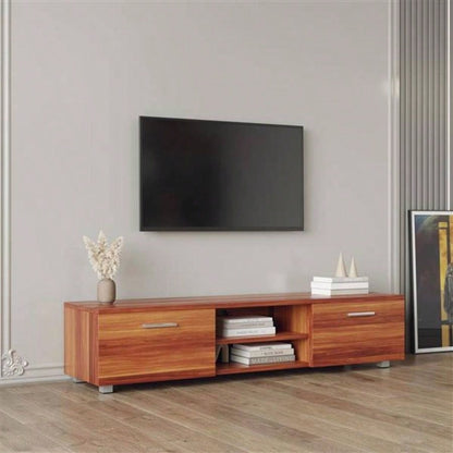 Walnut TV Stand 70 Inch TV Stands, Media Console Entertainment Center Television Table, 2 Storage Cabinet with Open Shelves Living Room Bedroom