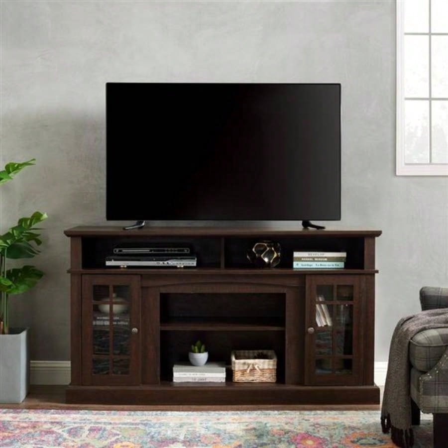 Classic TV Media Stand Modern Entertainment Console TV Up to 65 with Open and Closed Storage Space, Espresso, 58.2515.75D*32H