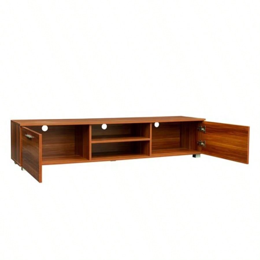 Walnut TV Stand 70 Inch TV Stands, Media Console Entertainment Center Television Table, 2 Storage Cabinet with Open Shelves Living Room Bedroom