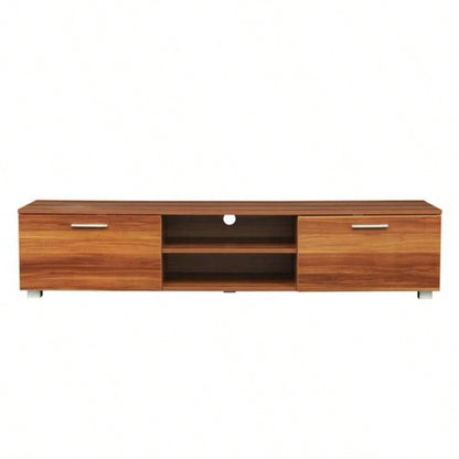 Walnut TV Stand 70 Inch TV Stands, Media Console Entertainment Center Television Table, 2 Storage Cabinet with Open Shelves Living Room Bedroom