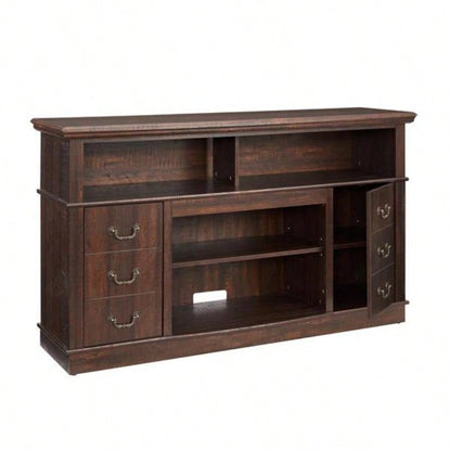 Traditional TV Media Stand Farmhouse Rustic Entertainment Console TV Up to 65 with Open and Closed Storage Space, Espresso, 6015.75D*34.25H