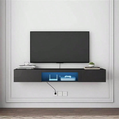 Floating TV Stand Wall Mounted with 20 Color LEDs, 63 Modern TV Stand, Floating TV Cabinet Entertainment Center 55 60 65 Inch TV