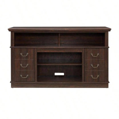 Traditional TV Media Stand Farmhouse Rustic Entertainment Console TV Up to 65 with Open and Closed Storage Space, Espresso, 6015.75D*34.25H