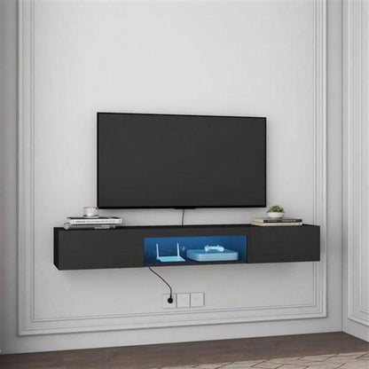 Floating TV Stand Wall Mounted with 20 Color LEDs, 63 Modern TV Stand, Floating TV Cabinet Entertainment Center 55 60 65 Inch TV