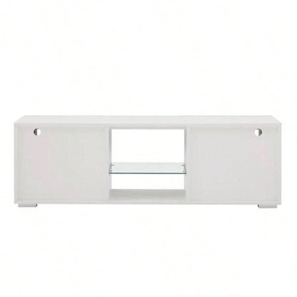 White morden TV Stand with LED Lights, high glossy front TV Cabinet, can be assembled in Lounge Room, Living Room or Bedroom, color: WHITE