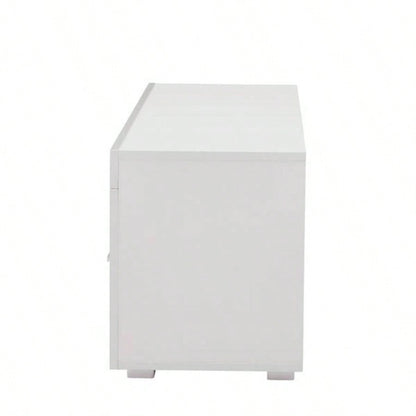 White morden TV Stand with LED Lights, high glossy front TV Cabinet, can be assembled in Lounge Room, Living Room or Bedroom, color: WHITE