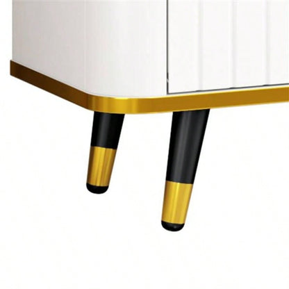 Luxury Minimalism TV Stand with Open Storage Shelf TVs Up to 85 Entertainment Center with Cabinets and Drawers, Practical Media Console with Unique Living Room, White