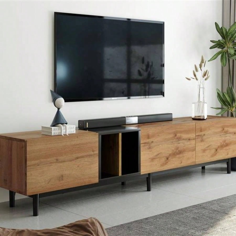 Modern TV Stand 8039; 39; TV with 3 Doors, Media Console Table, Entertainment Center with Large Storage Cabinet Living Room, Bedroom