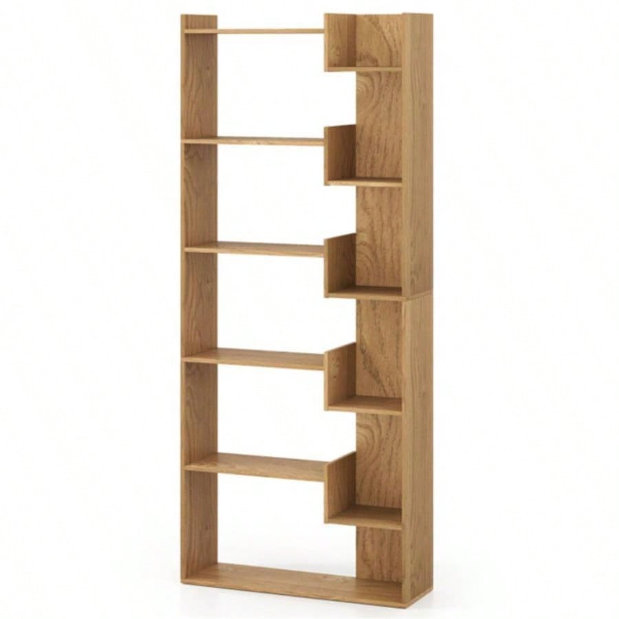 Natural 6 - Tier Bookshelf Wooden Bookcase