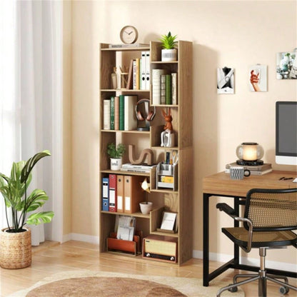Natural 6 - Tier Bookshelf Wooden Bookcase
