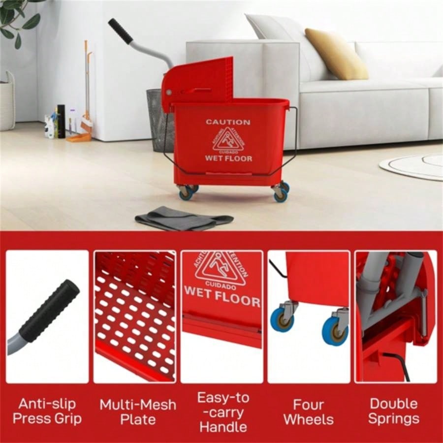 Cleaning bucket with wheels Prohibited by