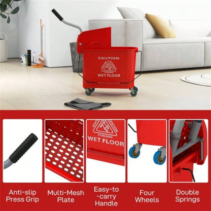 Cleaning bucket with wheels Prohibited by