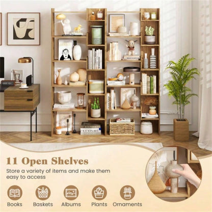 Natural 6 - Tier Bookshelf Wooden Bookcase