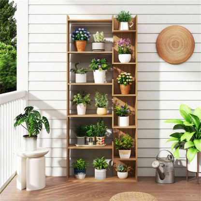 Natural 6 - Tier Bookshelf Wooden Bookcase