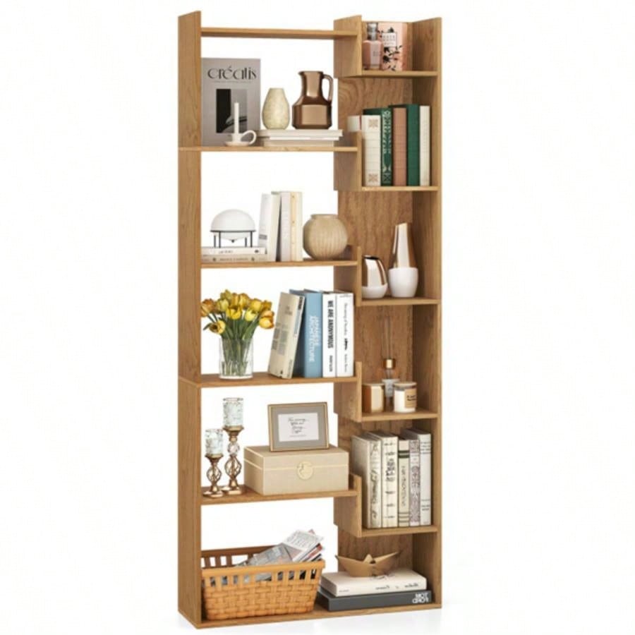 Natural 6 - Tier Bookshelf Wooden Bookcase
