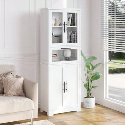 5 doors 5 layers density board spray paint 60*30*170cm display cabinet white N001