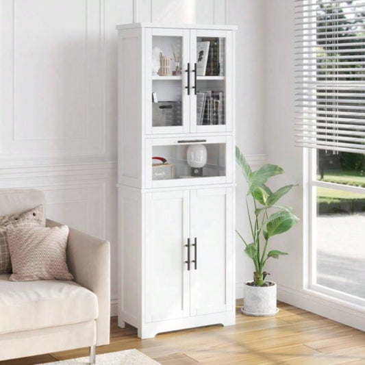 5 doors 5 layers density board spray paint 60*30*170cm display cabinet white N001