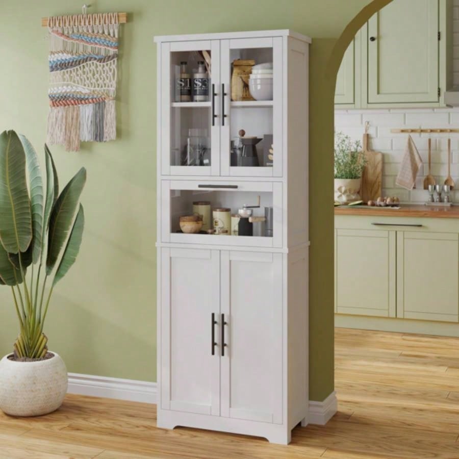 5 doors 5 layers density board spray paint 60*30*170cm display cabinet white N001
