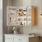 White Particleboard LED Mirror Cabinet 20+8.5*28 inches, LED Mirror Cabinet with 1 Glass Mirror Door, 1 Changhong Glass Door, 8 - Layer Shelves, Time Temperature Display, Three - Tone Lighting, Ad