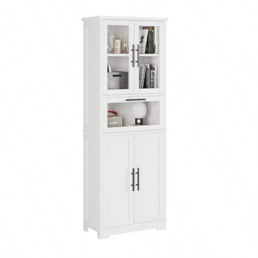 5 doors 5 layers density board spray paint 60*30*170cm display cabinet white N001