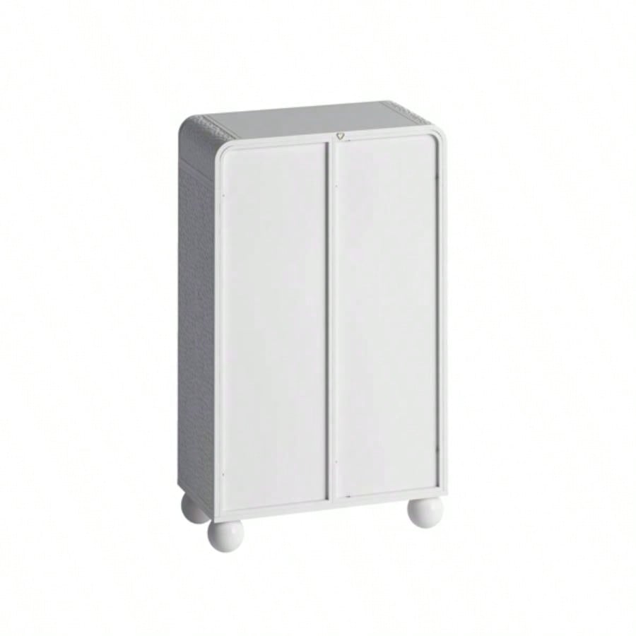45.28 H Storage Cabinet, Bathroom Floor Cabinet with Glass Door and Shelves, Freestanding Display Storage Cabinet Bathroom, Living Room, Kitchen, Home Office, White