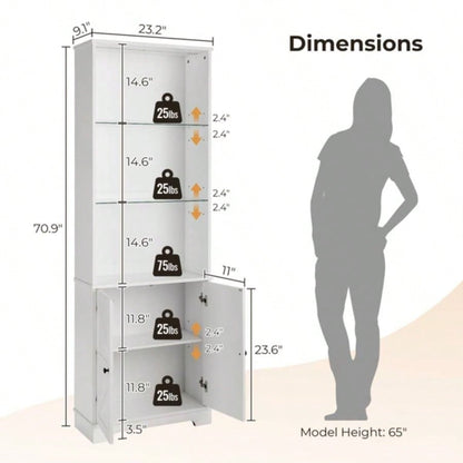 3 - layer glass shelf with 2 doors double Z shape LED light strip front curved base feet triammine board 60*23.5*180cm display cabinet white