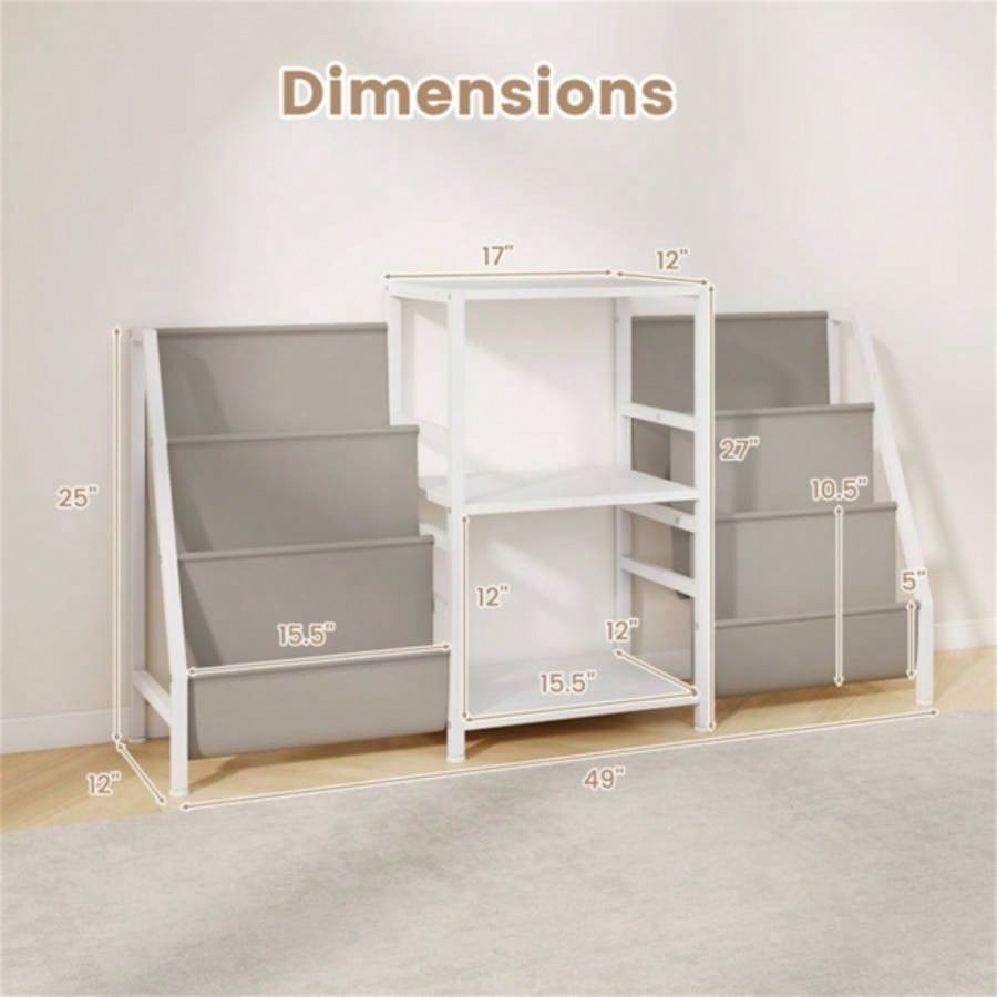White Record Player Stand with 3 Shelves