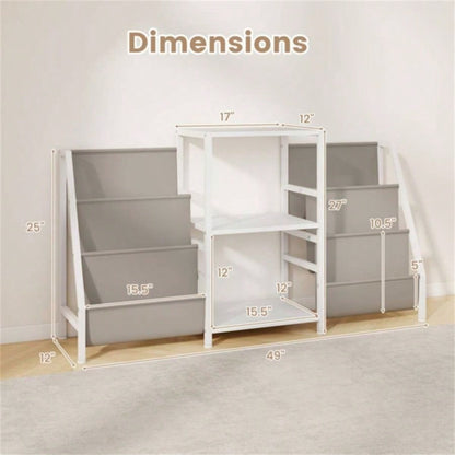 White Record Player Stand with 3 Shelves