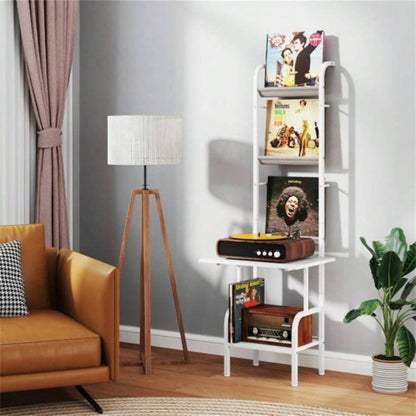 5 - Tier Record Player Stand with Display Shelf - White