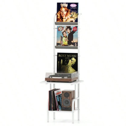 5 - Tier Record Player Stand with Display Shelf - White