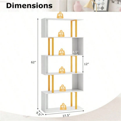 5 - Tier S - shaped Shelves/Geometric Bookcase