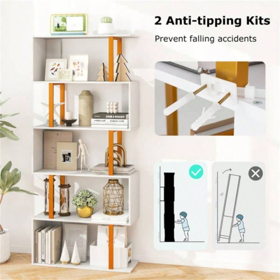 5 - Tier S - shaped Shelves/Geometric Bookcase