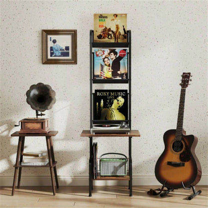 5 - Tier Record Player Stand with Display Shelf - Brown