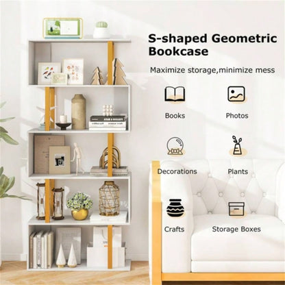 5 - Tier S - shaped Shelves/Geometric Bookcase