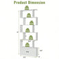6 - Tier Geometric Bookcase with Cabinet and Door - White