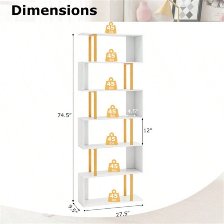 6 - Tier S - shaped Shelves/Geometric Bookcase