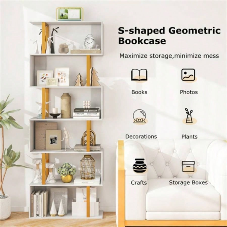 6 - Tier S - shaped Shelves/Geometric Bookcase