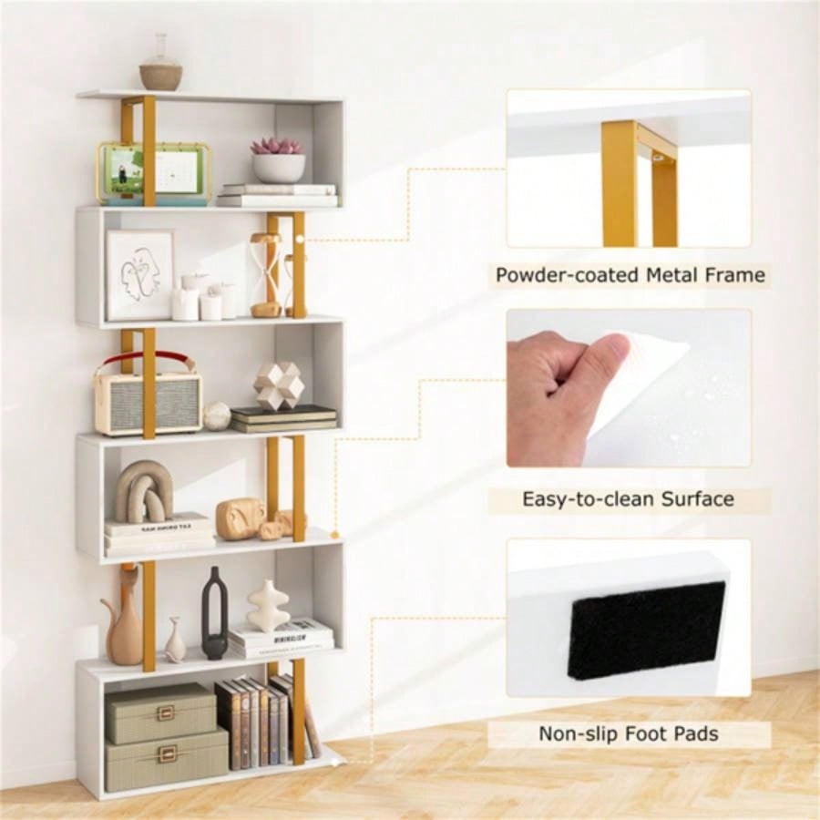 6 - Tier S - shaped Shelves/Geometric Bookcase